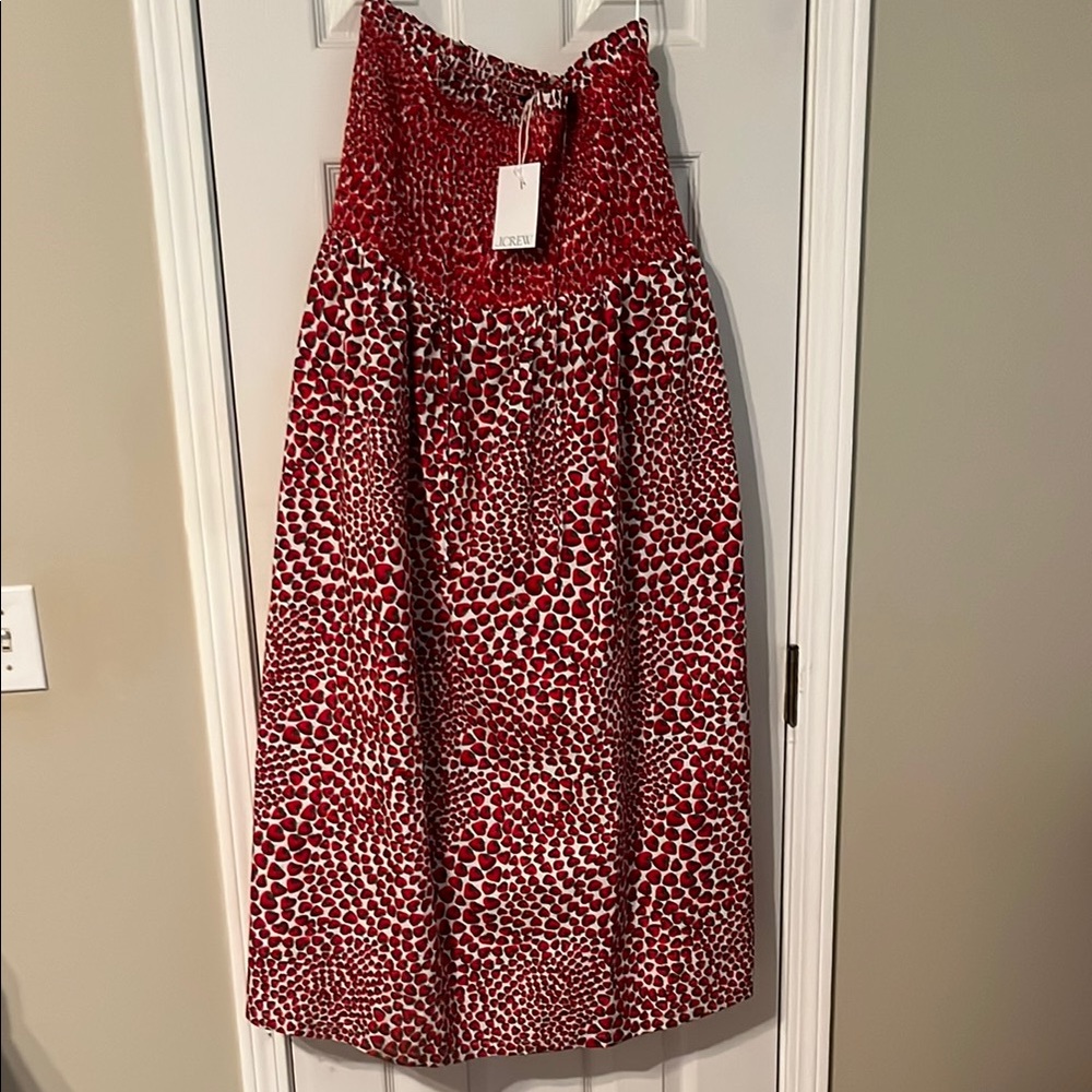 J. Crew Red and White Patterned Midi Dress🍓